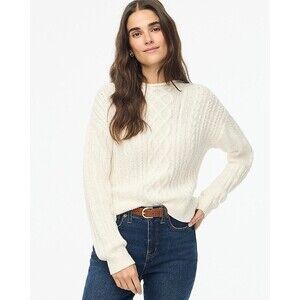 J.Crew Factory Soft Cable Mock Neck Cable knit  sweater Ivory NWT Size M Medium